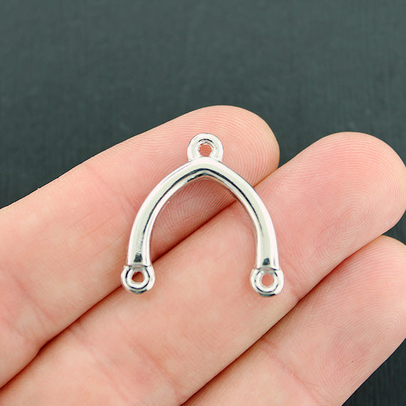 8 Wishbone Connector Silver Tone Charms - SC3013