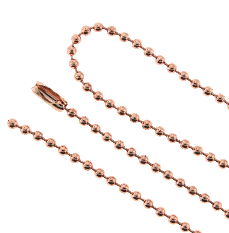 Rose Gold Stainless Steel Ball Chain Necklaces 28" - 2.5mm - 10 Necklaces - N570