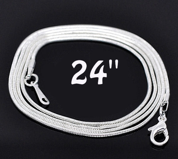 Silver Tone Snake Chain Necklaces 24" - 1.2mm - 2 Necklaces - N007