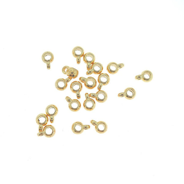 Tube Bail Beads 6mm x 9mm - Gold Tone - 25 Beads - GC1410