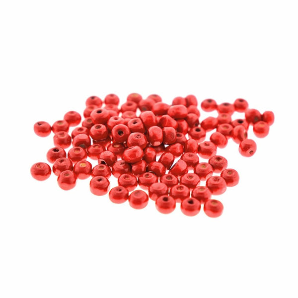 Round Wood Beads 6mm - Cherry Red - 50g 670 Beads - BD1046