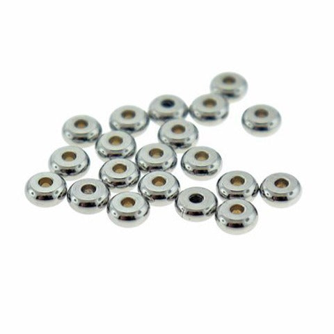 Perles d'espacement rondes plates 5 mm x 2 mm - ton argent - 15 perles - MT763