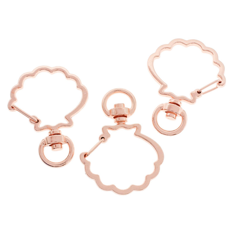 Seashell Rose Gold Tone Key Rings - 40mm x 30mm - 4 Pieces - FD160