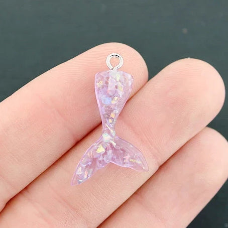 2 Mermaid Tail Resin Charms 2 Sided - K291