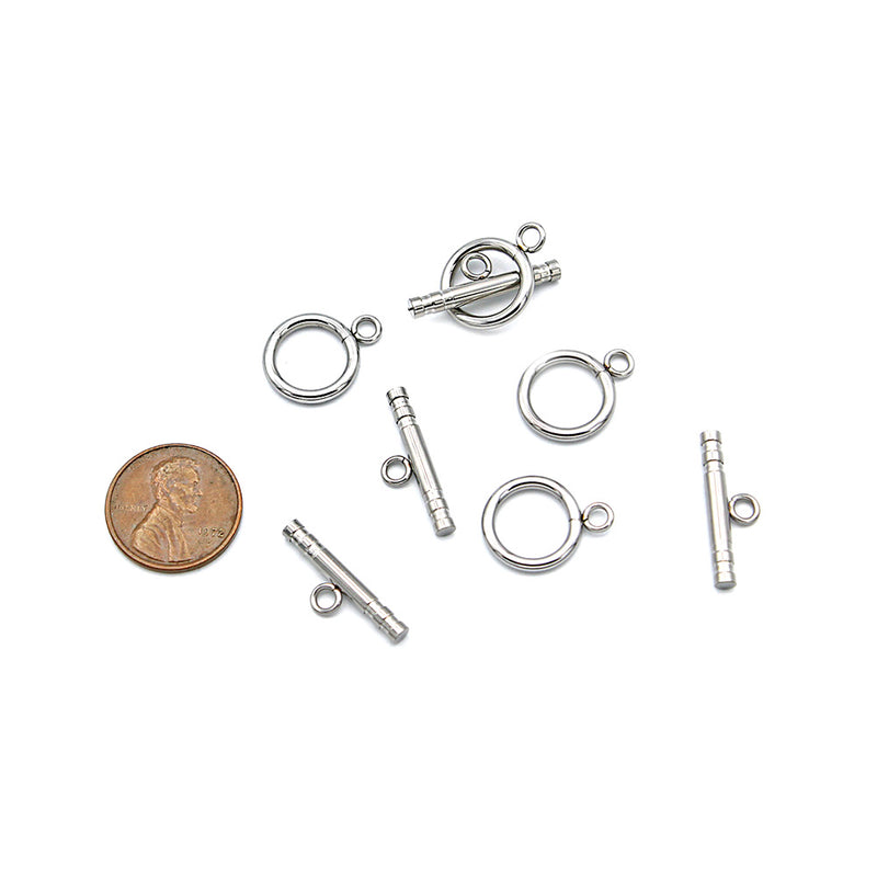 Stainless Steel Toggle Clasps 22mm x 13mm - 5 Sets 10 Pieces - FD976