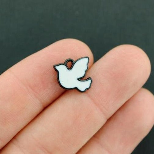 10 Dove Enamel Charms - K046