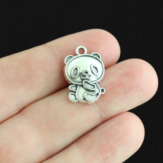 10 Panda Bear Antique Silver Tone Charms - SC1770