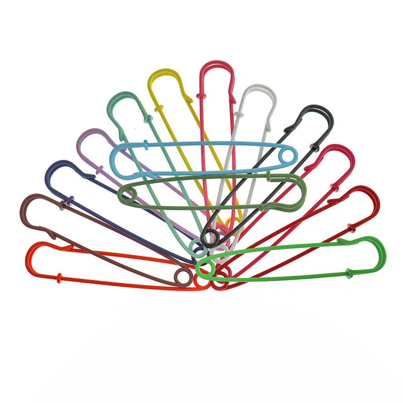 Assorted Enamel Safety Pins - 75mm x 17mm - 6 Pieces - Z328