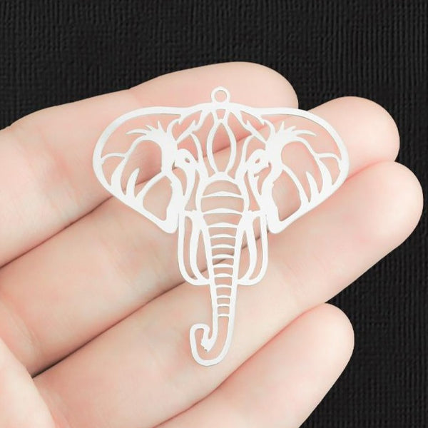 Filigree Elephant Stainless Steel Charm 2 Sided - SSP373