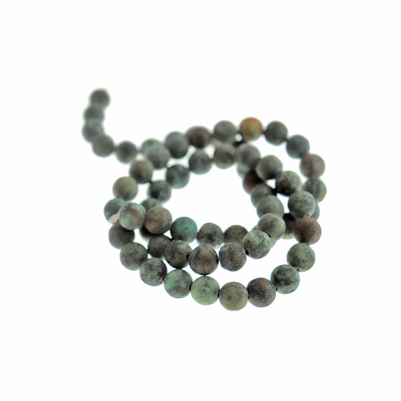 Perles rondes de turquoise africaine naturelle 6mm - Tons de terre givrés - 20 perles - BD559
