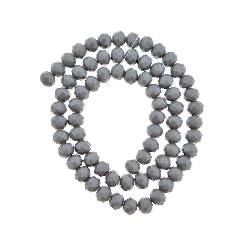 Perles de Verre à Facettes 6mm - Gris Orage - 1 Rang 93 Perles - BD1940