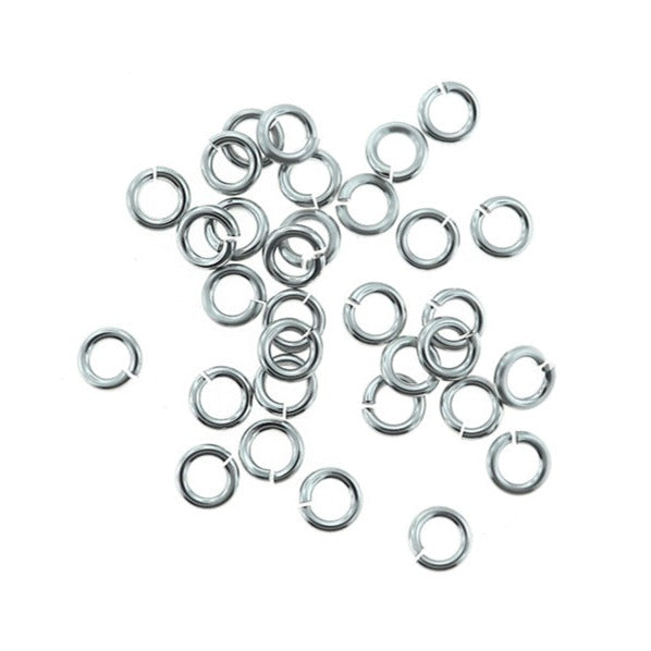 Silver Aluminum Jump Rings 7.4mm x 1.6mm - Open 14 Gauge - 100 Rings - MT026
