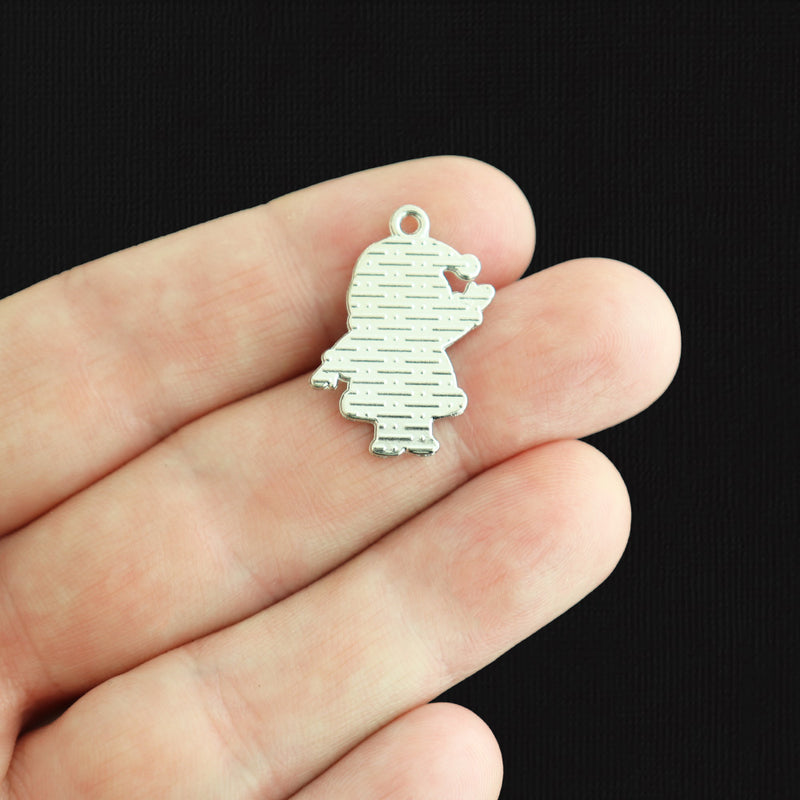 4 breloques en émail ton argent Père Noël - E1616