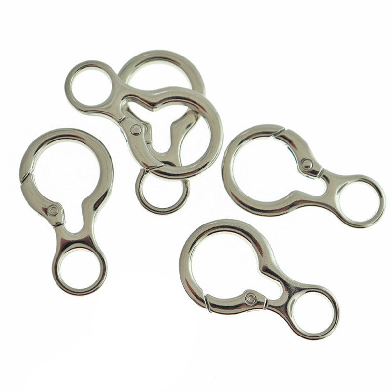 Silver Tone Spring Gate Clasps 38mm x 21mm - 4 Clasps - FD1072