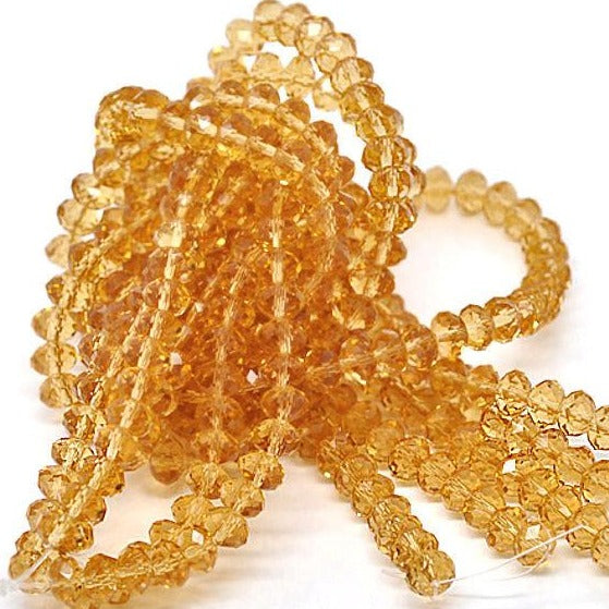 Faceted Glass Beads 8mm x 6mm - Champagne - 25 Beads - BD290