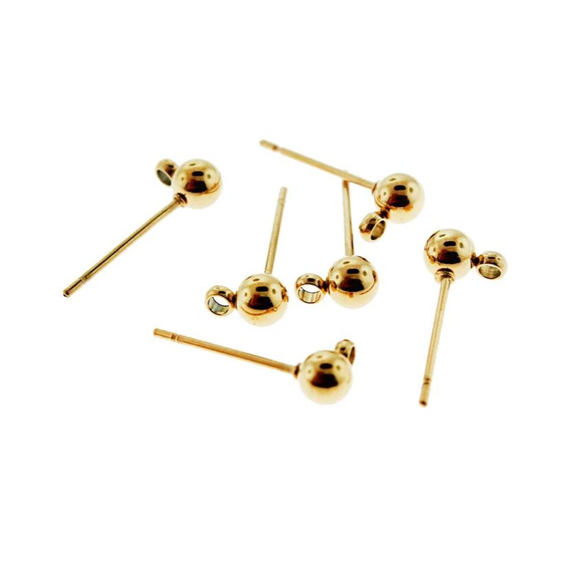 Stainless Steel Earrings - Stud Bases With Loop - 6mm x 4mm x 16mm - 10 Pieces 5 Pairs - Z1089