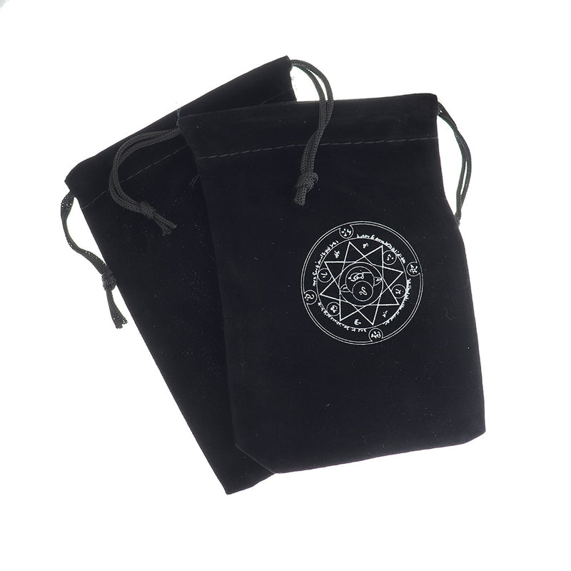 BULK 5 Velvet Drawstring Bags 18cm x 12cm Black with 8 Point Star Jewelry Pouches- TL273
