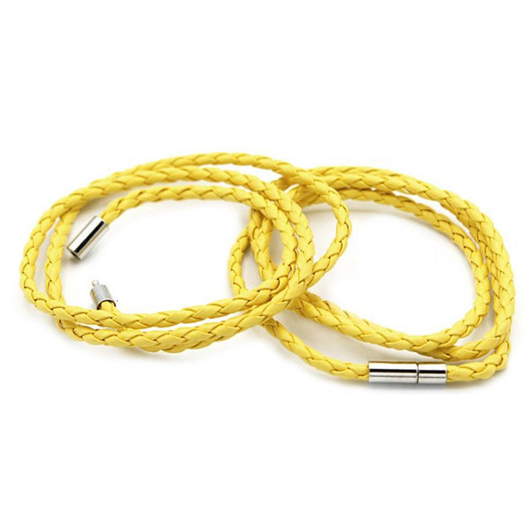 Yellow Faux Leather Wrap Bracelets 23.2" - 4mm - 5 Bracelets - N714