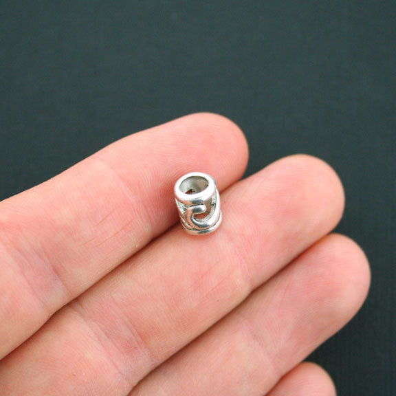 Tube Spacer Beads 7mm x 8.5mm x 7mm - Silver Tone - 10 Beads - SC7753