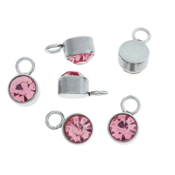 2 June Birthstone Silver Tone Stainless Steel Charms - DBD683