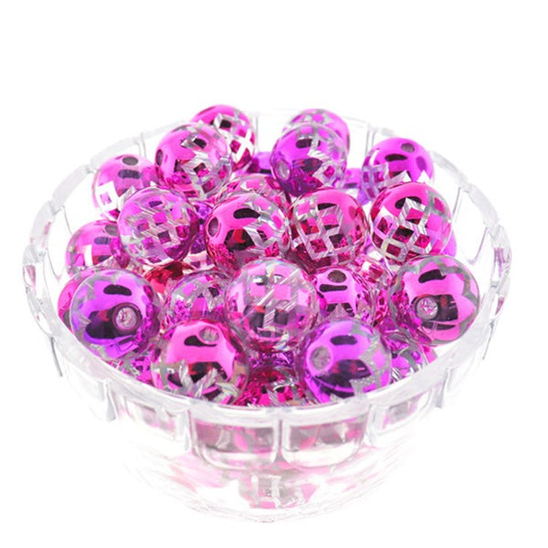 Round Resin Beads 20mm - Purple Metallic Check - 10 Beads - BD2173