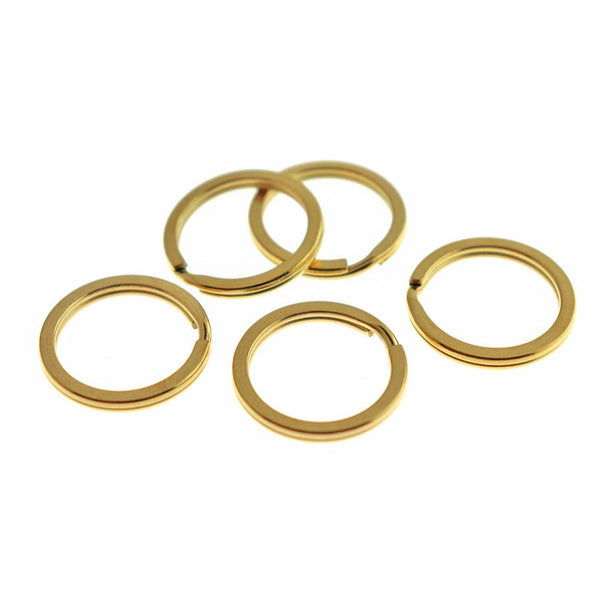 Gold Stainless Steel Key Rings - 25mm - 4 Pieces - Z1642