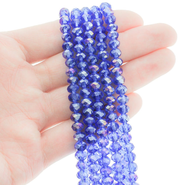 Faceted Glass Beads 6mm - Electroplated Purple - 1 Strand 90 Beads - BD657