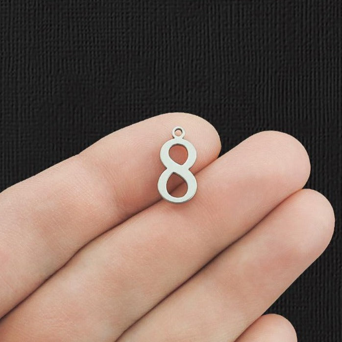 8 Number 8 Stainless Steel Charms - SSP292