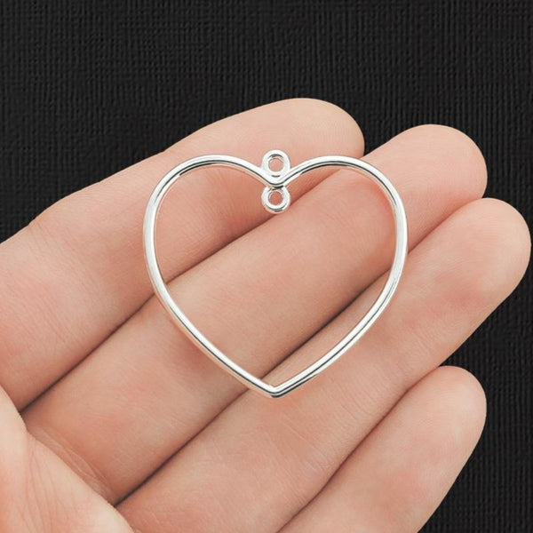 4 Heart Silver Tone Charms 2 Sided - SC2441