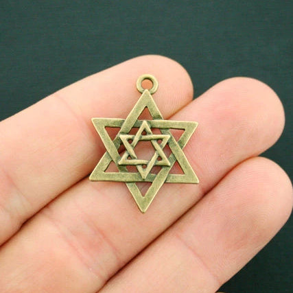 8 Star of David Antique Bronze Tone Charms - BC1336