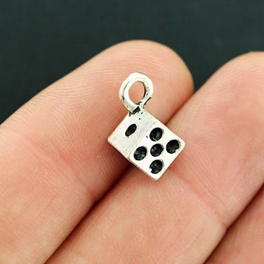 5 Dice Antique Silver Tone Charms 3D - SC1406