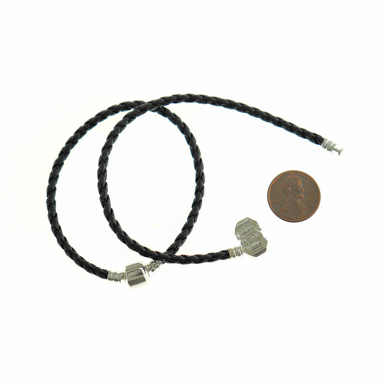 Bracelet Simili Cuir Noir 7" - 3mm - 1 Bracelet - N336