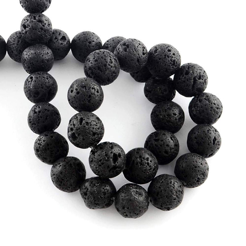 Round Natural Lava Beads 5mm - Black - 1 Strand 94 Beads - BD1101