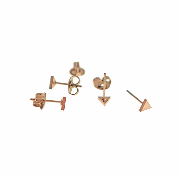 Rose Gold Stainless Steel Earrings - Triangle Studs - 4mm x 4mm - 2 Pieces 1 Pair - ER799