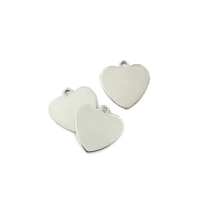 SALE Heart Stamping Blanks - Acier inoxydable - 20mm x 20mm - 2 Tags - FD737