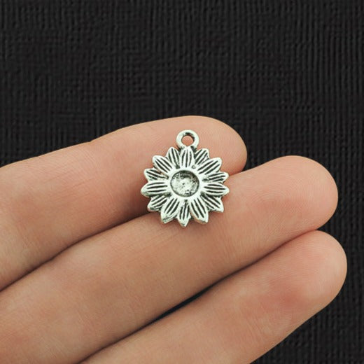 4 breloques de ton argent antique de tournesol - SC766