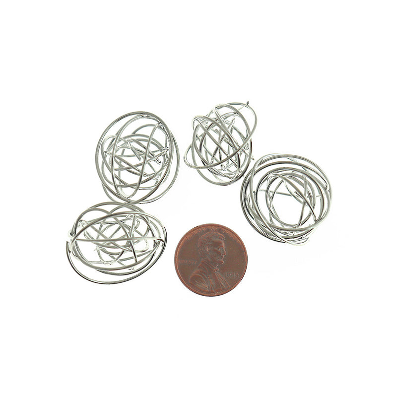 Silver Tone Spiral Bead Cages - 25mm x 23mm - 30 Pieces - FD1068