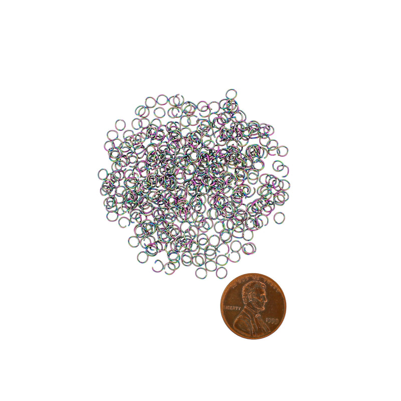 Rainbow Electroplated Stainless Steel Jump Rings 3.5mm x 0.5mm - Open 24 Gauge - 50 Rings - SS113