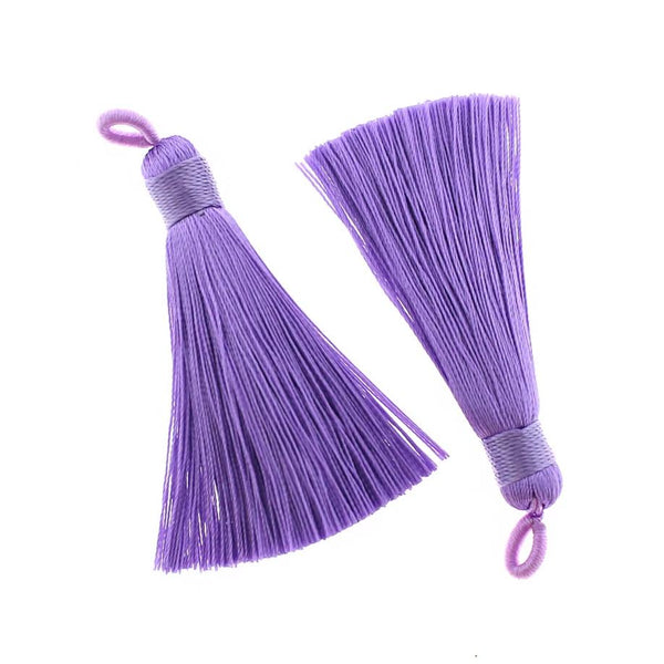 SALE Polyester Tassels with Attached Loop - Purple - 2 Pieces  - TSP028