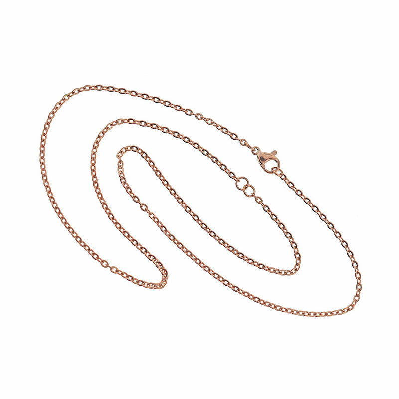 Rose Gold Stainless Steel Cable Chain Connector Necklaces 18" - 2mm - 10 Necklaces - N633