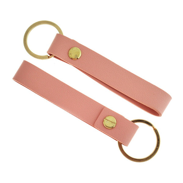 Porte-clés en simili cuir rose - 30 mm - 1 pièce - FD1076