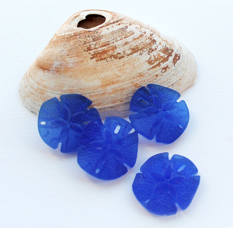 Blue Sand Dollar Sea Glass Charm - U091