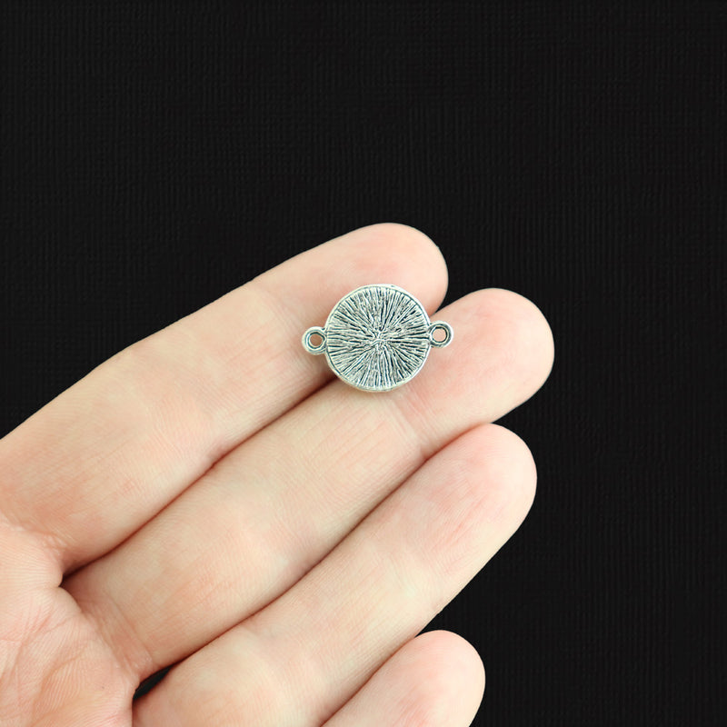 5 Green Druzy Connector Antique Silver Tone and Resin Cabochon Charms - Z600