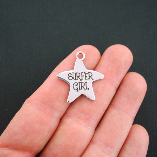 Surfer Girl Stainless Steel Starfish Charms - BFS019-0953