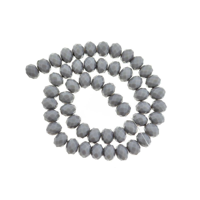 Perles de Verre à Facettes 8mm - Gris Pâle - 1 Rang 70 Perles - BD1953