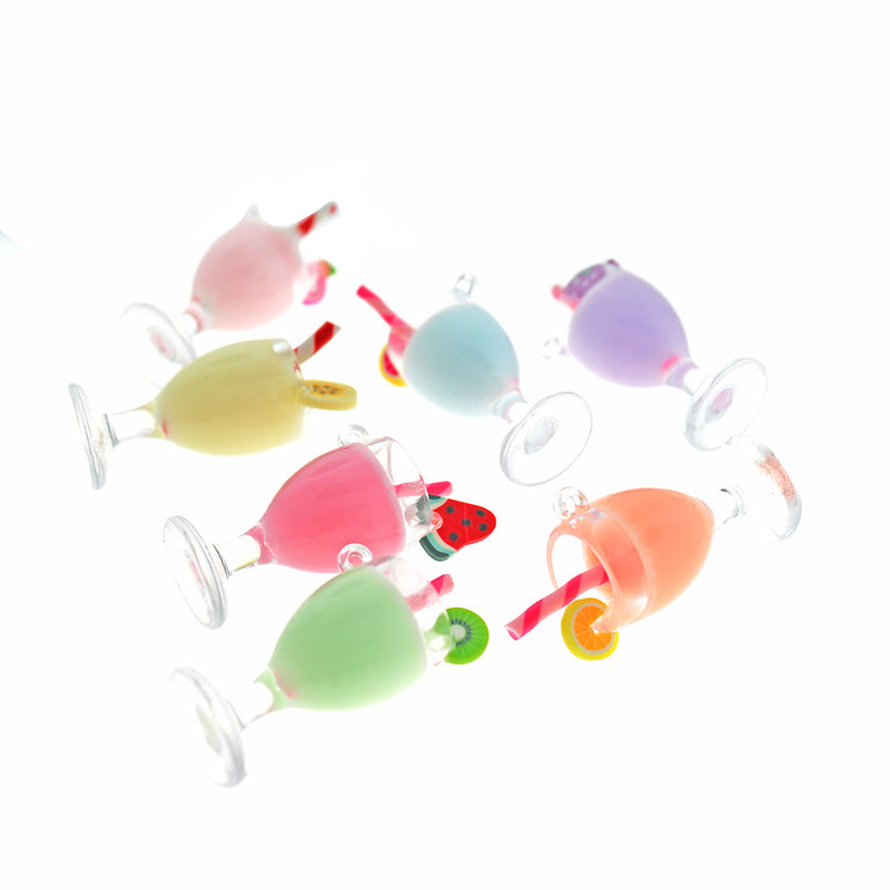 4 Tropical Cocktail Resin Charms 3D - K368