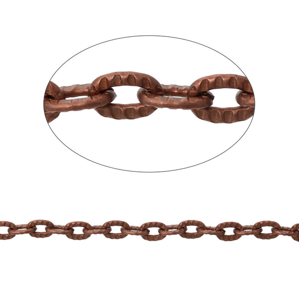 Bulk Antique Copper Tone Cable Chain 32Ft - 3mm - FD291