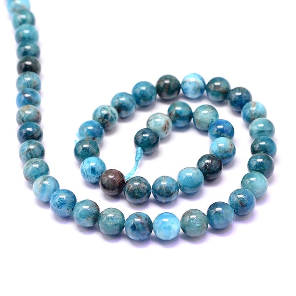 Round Natural Apatite Beads 8mm - Deep Blues - 10 Beads - BD1516