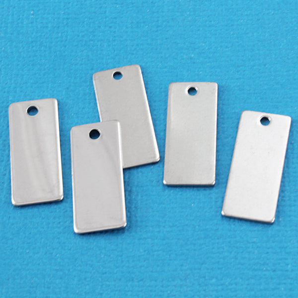 Rectangle Stamping Blanks - Stainless Steel - 9mm x 21mm - 5 Tags - MT217