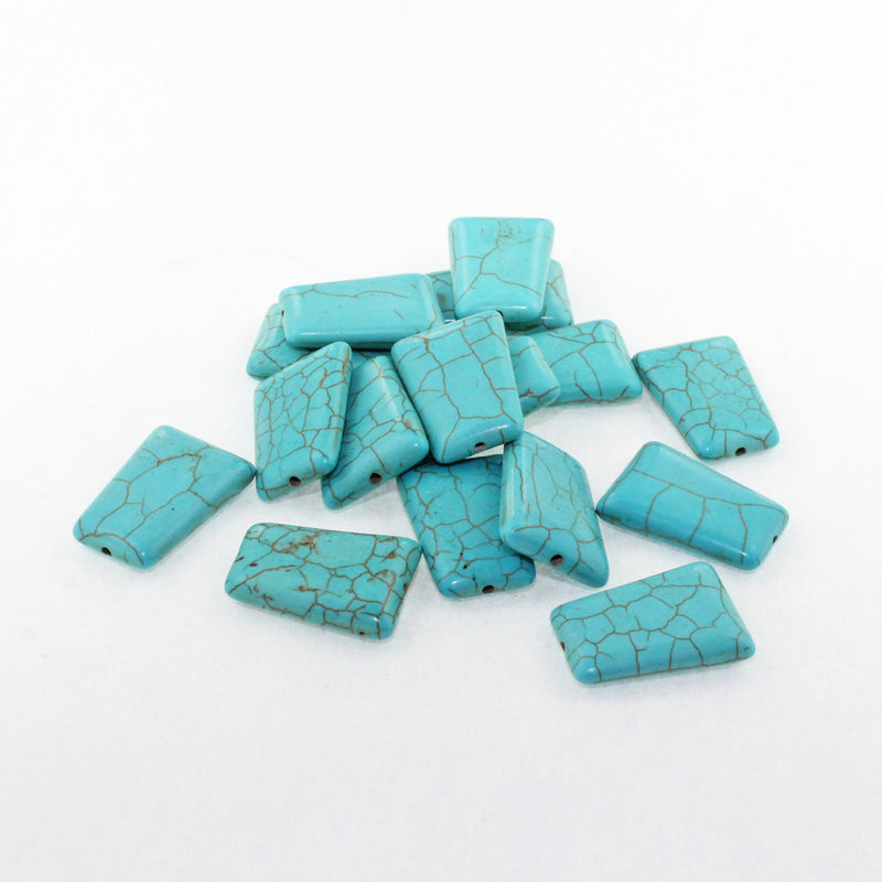 Flat Rectangle Natural Howlite Beads 17mm x 24mm - Turquoise - 6 Beads - BD1444